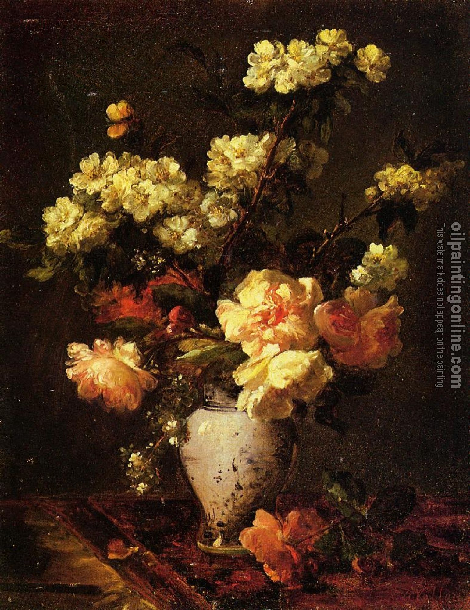 Vollon, Antoine - Peonies and Apple Blossoms in a Chinese Vase